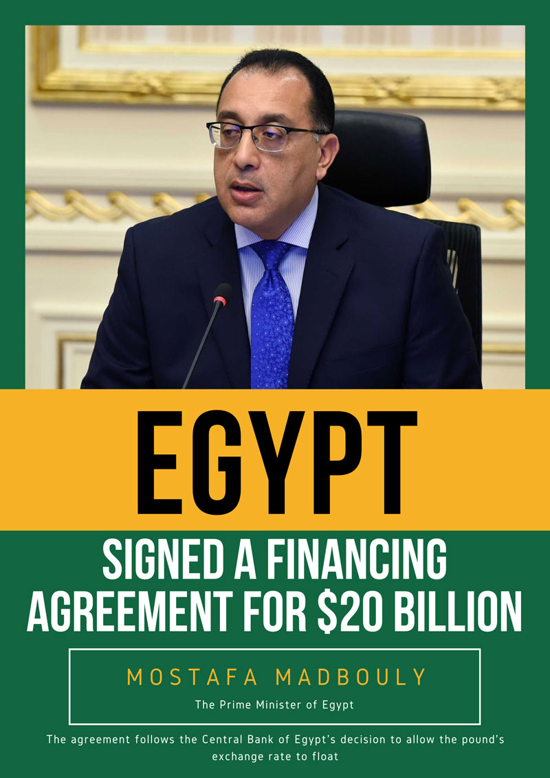 Egypt signed a financing agreement worth $20 billion